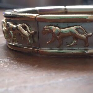 Vintage Polished Gold Jaguar Hinged Bangle Clamper